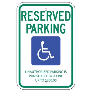 Reserved Parking with Handicap Symbol Aluminum Sign