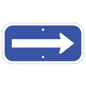 Right Arrow Blue Aluminum Sign